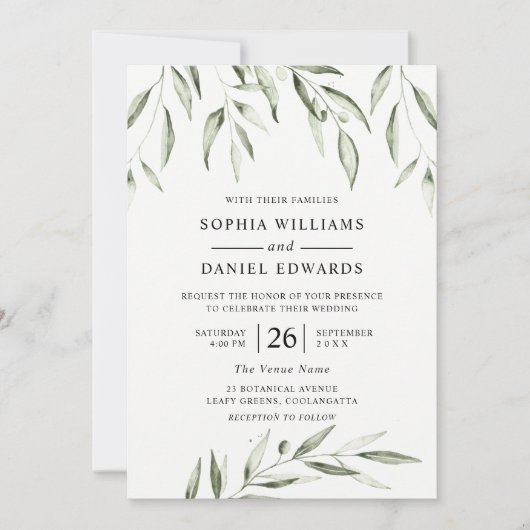Moderne Greenery Summer Herfst Spring Wedding Kaart (Voorkant)