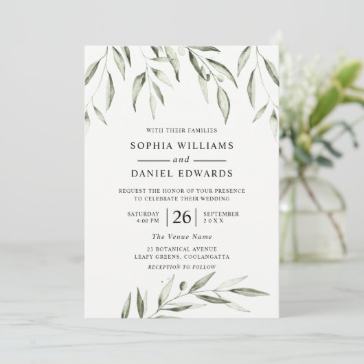 Moderne Greenery Summer Herfst Spring Wedding Kaart (Staand voorkant)