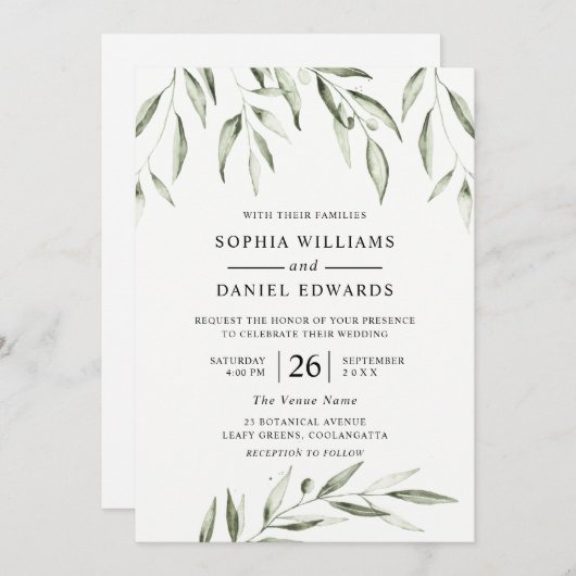 Moderne Greenery Summer Herfst Spring Wedding Kaart (Voorkant / Achterkant)