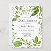 Moderne Greenery Summer Spring Quinceanera Invite Kaart (Voorkant)