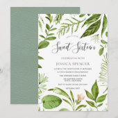 Moderne Greenery Summer Spring Sweet 16 Invite Kaart (Voorkant / Achterkant)