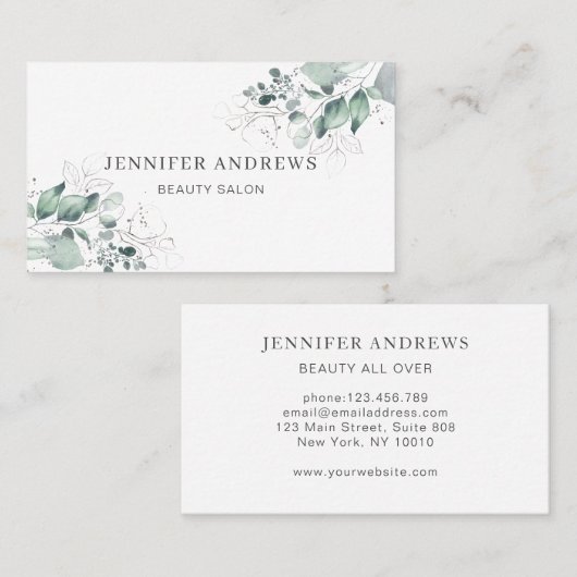 Moderne, Greenery Visitenkarte Visitekaartje (Voorkant / Achterkant)