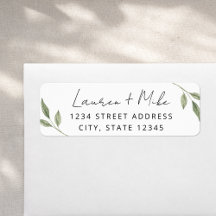 Moderne Greenery Wedding Return-adreslabels