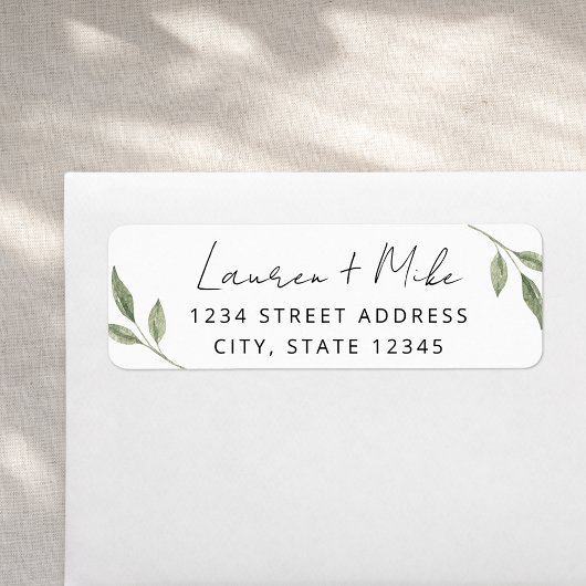 Moderne Greenery Wedding Return-adreslabels Etiket