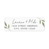 Moderne Greenery Wedding Return-adreslabels Etiket (Voorkant)