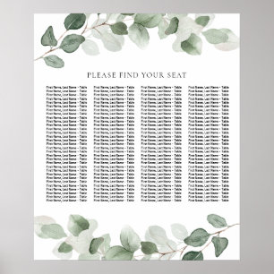 Moderne Greenery Wedding Zitting Grafiek Poster