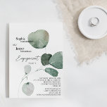 Moderne Greenery White Engagement Party Kaart<br><div class="desc">Dit moderne, groene, witte verlovingspartijontwerp biedt een eenvoudige mix en past coördinerende stijlen in zwart-wit aan met delicate groene elementen, waardoor u gemakkelijk kunt floreren rond eenvoudige, geavanceerde typografie en een prachtig, minimaal kalligrafiescript. De waterverf eucalyptus en andere botanische bladeren zijn prachtig doorheen, met donkere smaragd in een ombre-effect tot...</div>