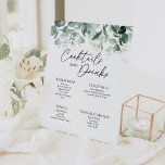 Moderne Greenery White Wedding Drink Bar Sign Reclamebord Met Voetstuk<br><div class="desc">Deze moderne groene witte bruiloft drink gebarentaal biedt een eenvoudige mix en past coördinerende stijlen in zwart-wit aan met delicate greenery elementen, waardoor het gebaar zich schitterend kan ontwikkelen rond eenvoudige, geavanceerde typografie en heerlijk minimaal kalligrafiescript. De waterverf eucalyptus en andere botanische bladeren zijn prachtig doorheen, met donkere smaragd in...</div>