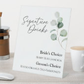 Moderne Greenery White Wedding Signature Drinken Reclamebord Met Voetstuk (Insitu)
