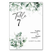 Moderne Greenery White Wedding Table Number Kaart (Voorkant)