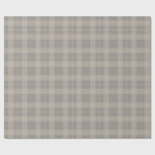 Moderne Greige en Crème Plaid Cadeaupapier (Vlak)