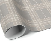 Moderne Greige en Crème Plaid Cadeaupapier (Rol Hoek)