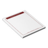 Moderne grens Burgundy Red Name School Kantoor Notitieblok (Schuin)