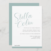 Moderne grens Elegant Simple Seafoam Green Wedding Kaart (Voorkant / Achterkant)