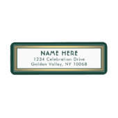 Moderne Grens Groen Goud en Wit Adres van de Terug Etiket (Voorkant)