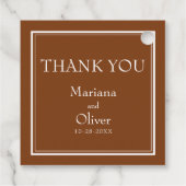 Moderne grens minimalistisch bruin bedankjes labels (Achterkant)
