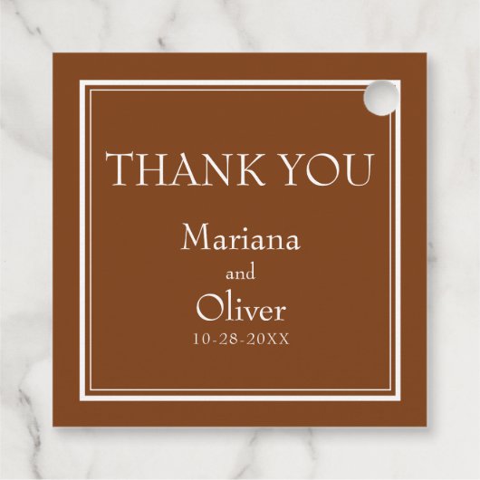 Moderne grens minimalistisch bruin bedankjes labels (Achterkant)