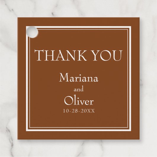 Moderne grens minimalistisch bruin bedankjes labels (Voorkant)
