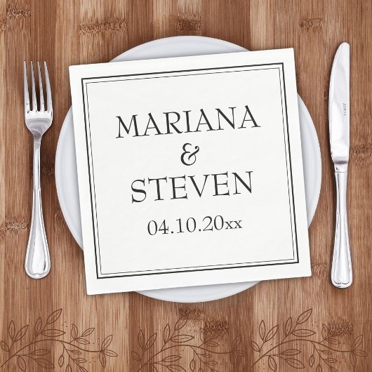 Moderne grens minimalistisch zwart-wit luiers servet