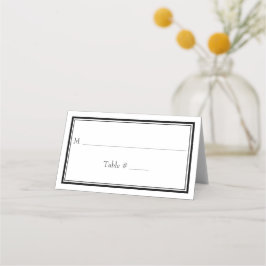 Moderne grens minimalistisch zwart withuwelijk plaatskaartje