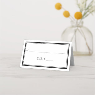 Moderne grens minimalistisch zwart withuwelijk plaatskaartje