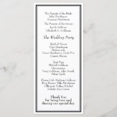 Moderne grens minimalistisch zwart withuwelijk programmakaart (Achterkant)