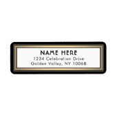 Moderne grens Zwart goud en Wit terugkeeradres Etiket (Voorkant)