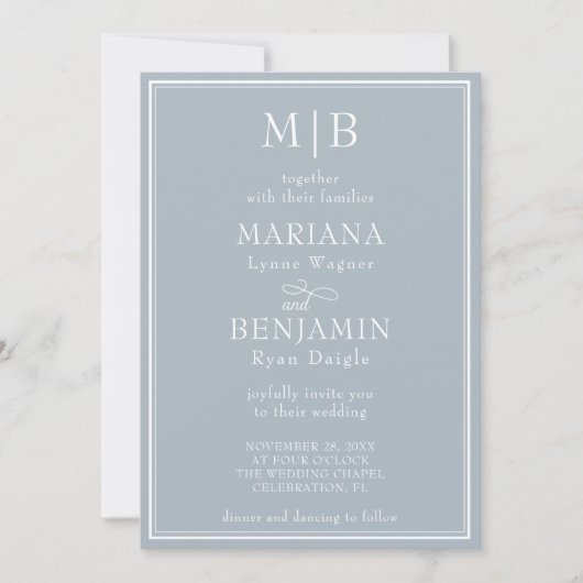 Moderne grensminimalist Boho Light Grey Wedding Kaart (Voorkant)