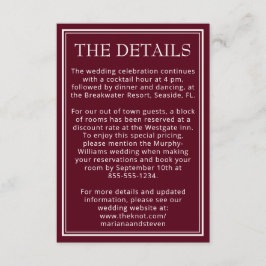 Moderne grensminimalistische Bourgogne — Gegevens Informatiekaartje