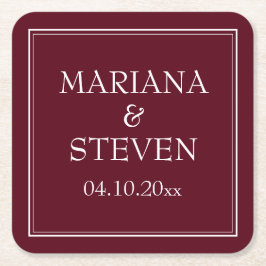 Moderne grensminimalistische Bourgogne Kartonnen Onderzetters