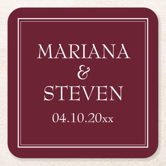 Moderne grensminimalistische Bourgogne Kartonnen Onderzetters (Voorkant)