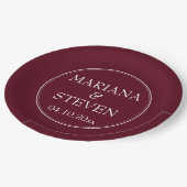 Moderne grensminimalistische Bourgogne Papieren Bordje (Gekanteld)