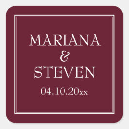 Moderne grensminimalistische Bourgogne Vierkante Sticker