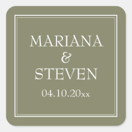 Moderne grensminimalistische groene vierkant stick vierkante sticker