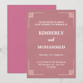 Moderne  Grenzen Roze trouwuitnodiging Kaart (Voorkant / Achterkant)