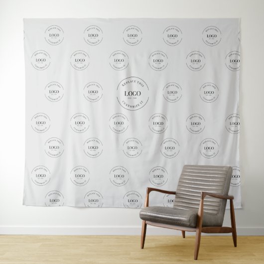 Moderne Grey Step en Repeat bedrijfslogo-evenement Wandkleed (In Situ (horizontaal))