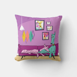 Moderne Greyhound Art uit het midden van de eeuw Kussen