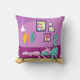 Moderne Greyhound Art uit het midden van de eeuw Kussen