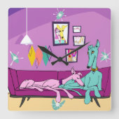 Moderne Greyhound Art uit het midden van de eeuw Vierkante Klok (Voorkant)