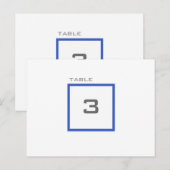 Moderne Grid Blue Wedding Reception Table Numbers Briefkaart (Voorkant / Achterkant)