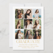 Moderne Grid Gold 9 Foto Collage Graduparty Kaart (Voorkant)