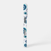 Moderne Griekse Boze Oog Blauwe Witte Monogram iPhone Hoesje (Rechterkant)