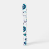 Moderne Griekse Boze Oog Blauwe Witte Monogram iPhone Hoesje (Linkerkant)