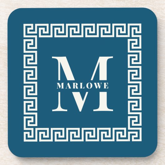 Moderne Griekse monogram monogram legante Lijst Bier Onderzetter (Voorkant)