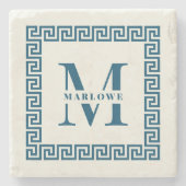 Moderne Griekse monogram monogram legante Lijst Stenen Onderzetter (Voorkant)