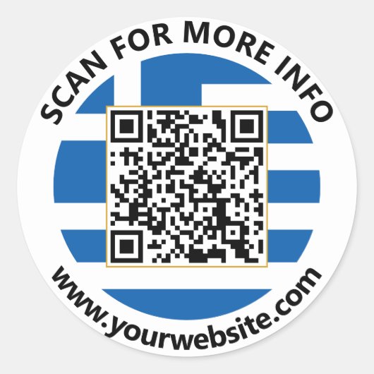 Moderne Griekse QR-code stickers, Griekse vlag Ronde Sticker (Voorkant)