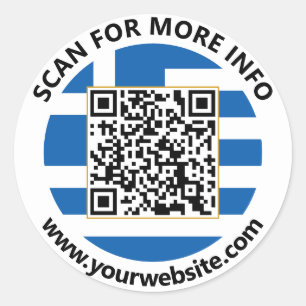 Moderne Griekse QR-codestickers, Griekse vlag Ronde Sticker
