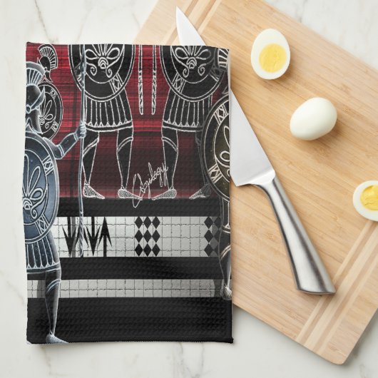 Moderne Griekse zwarte figuur Theedoek (Quarter Fold)