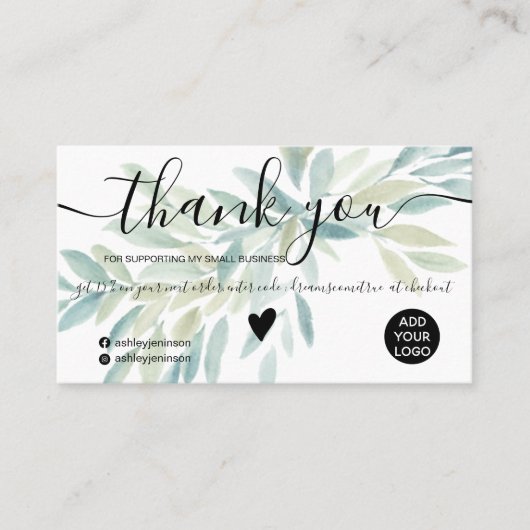 Moderne griesgriep waterverf orde bedankt visitekaartje (Voorkant)