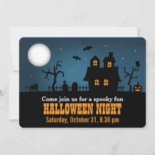 Moderne Griezels Griezelfilmhuis Halloweenfeestje Kaart